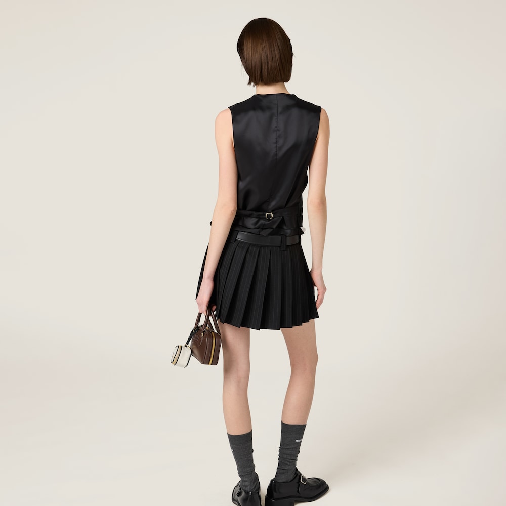 Pleated pinstripe miniskirt