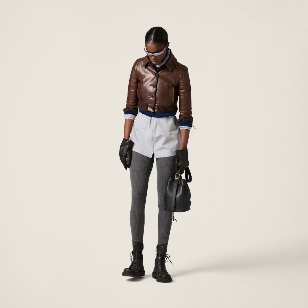 Cropped leather jacket