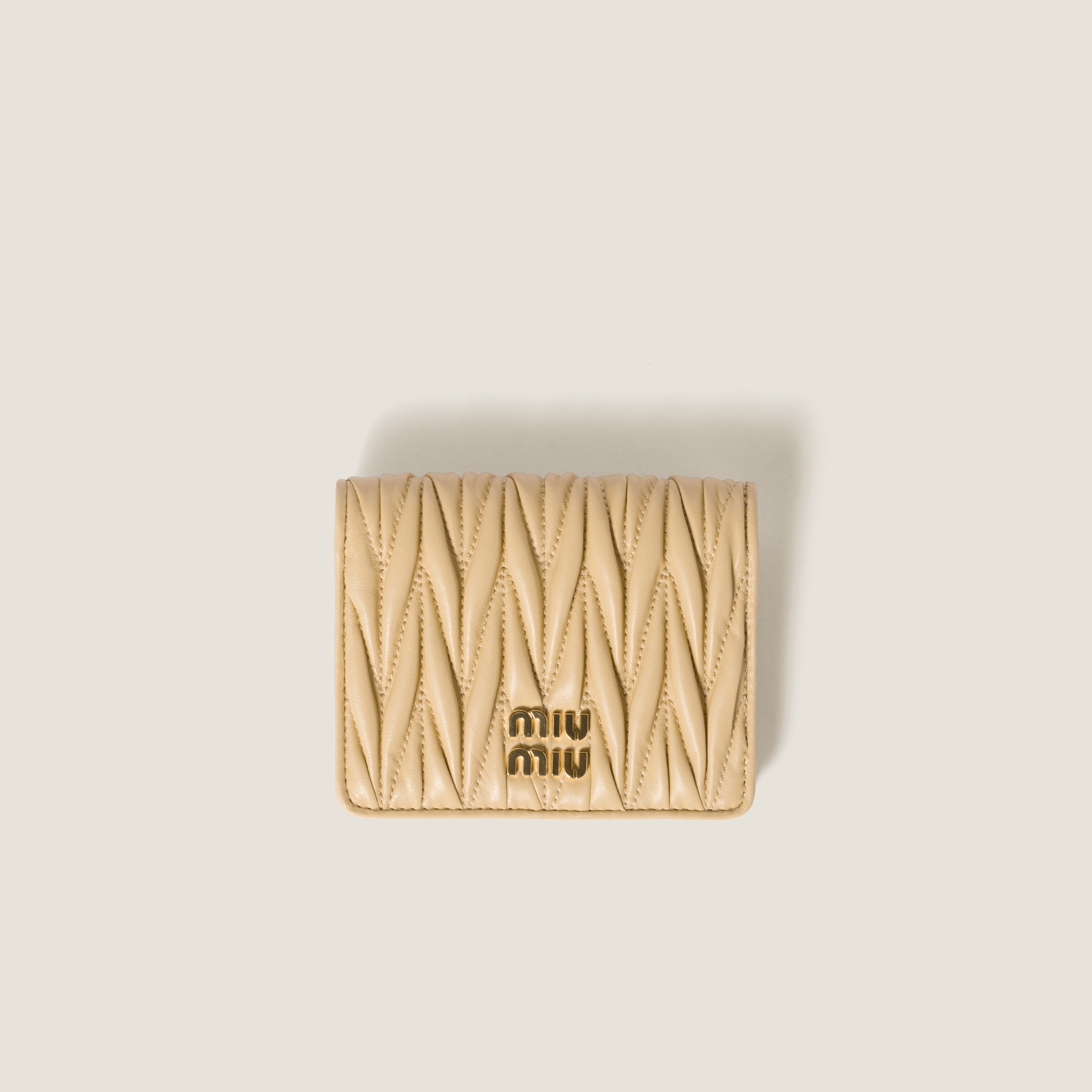 Small matelassé nappa leather wallet