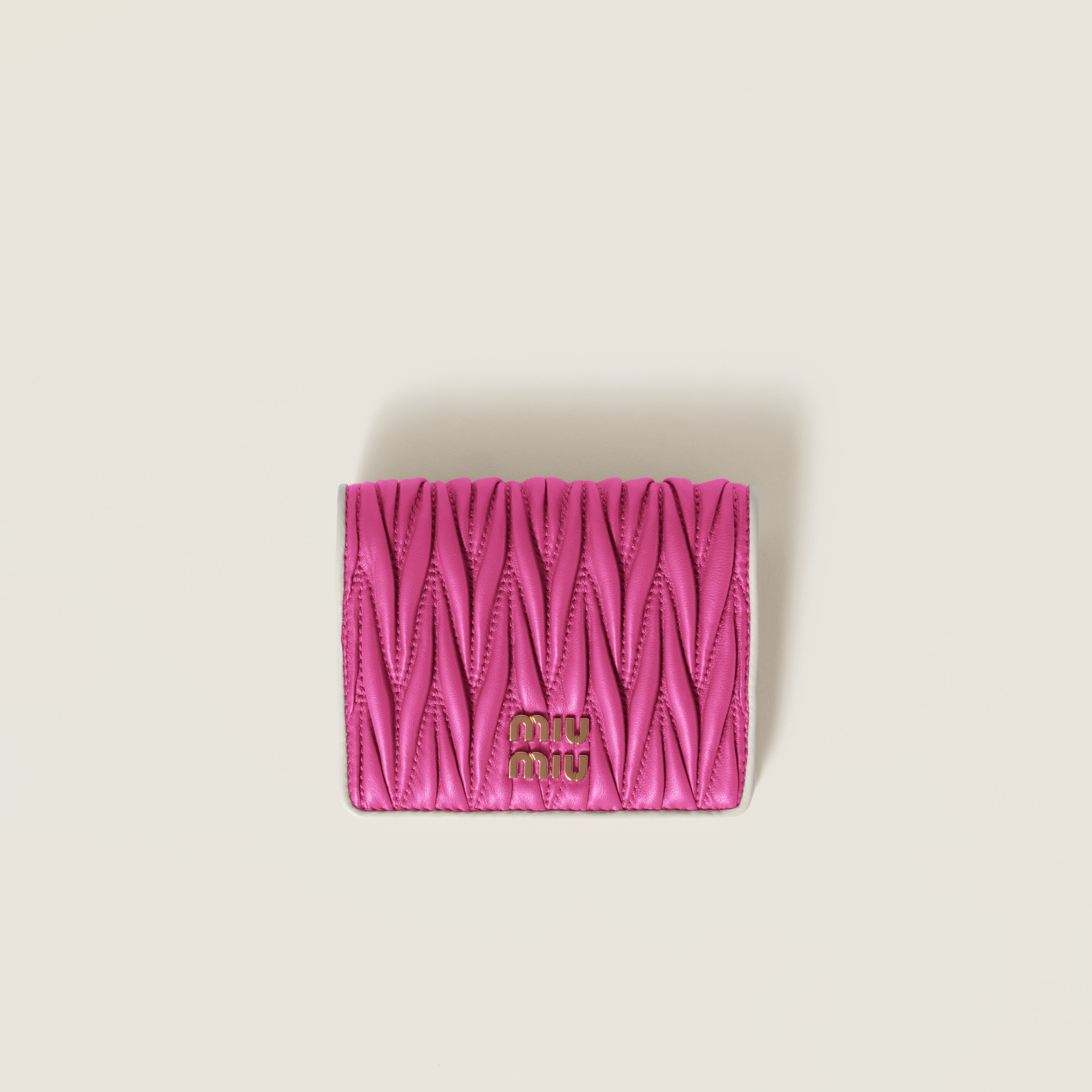 Small matelassé nappa leather wallet