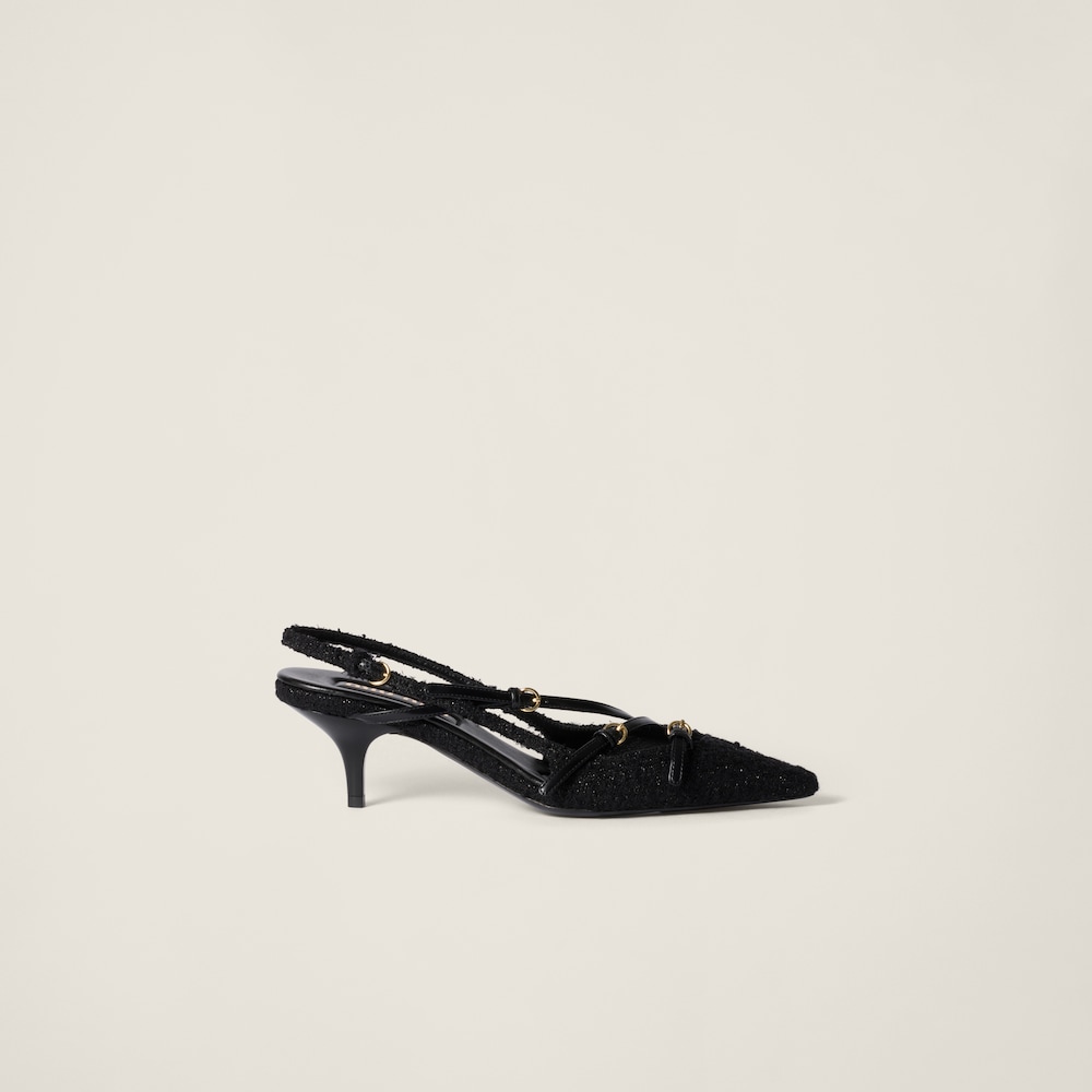Fabric slingbacks with straps