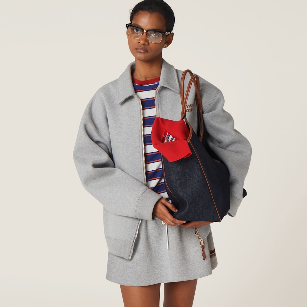 Padded cotton fleece miniskirt