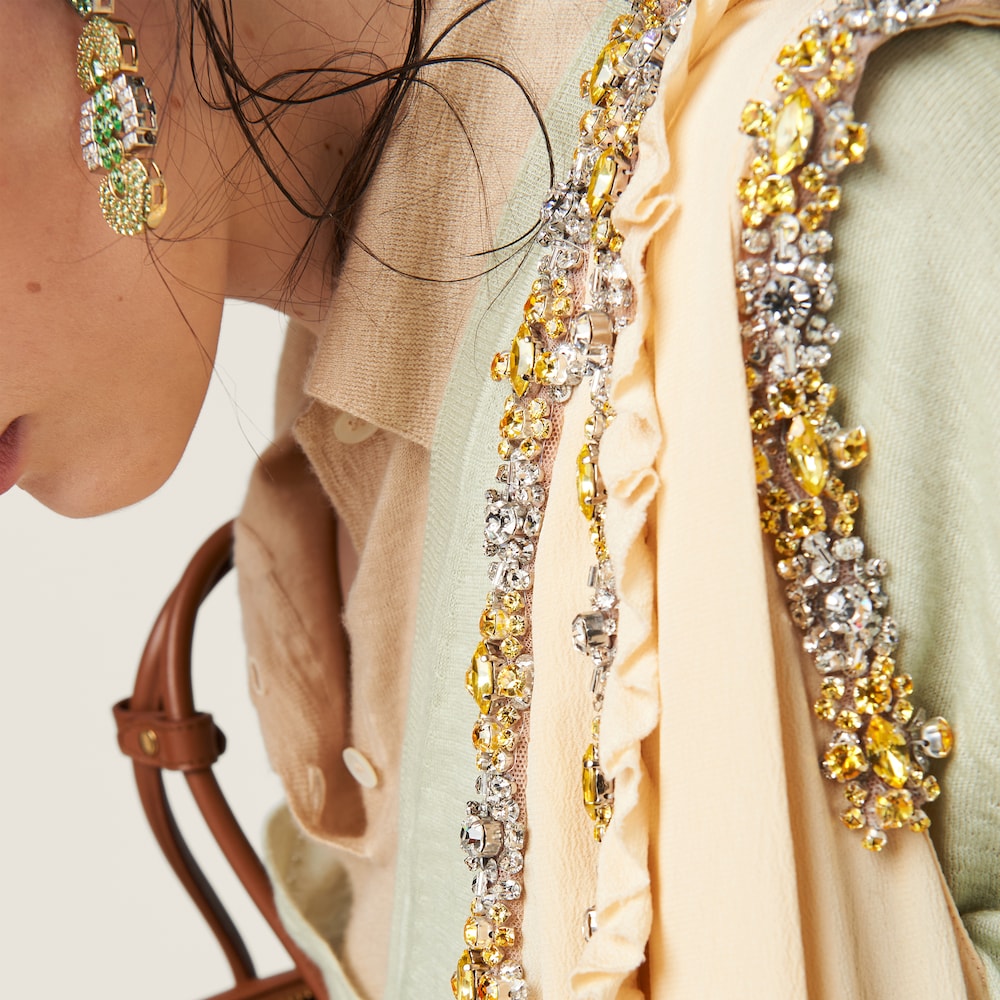Embroidered marocain dress