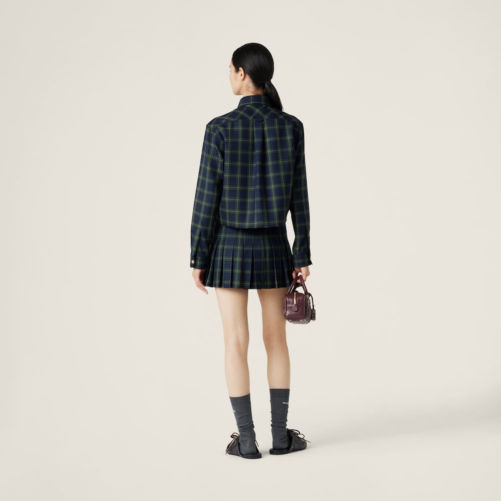Pleated tartan miniskirt