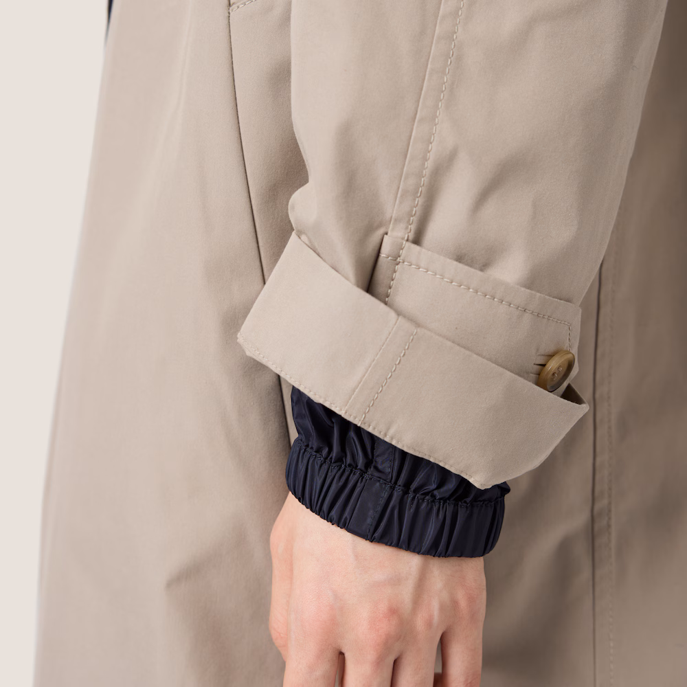 Reversible single-breasted Panama cotton and technical Pongé coat
