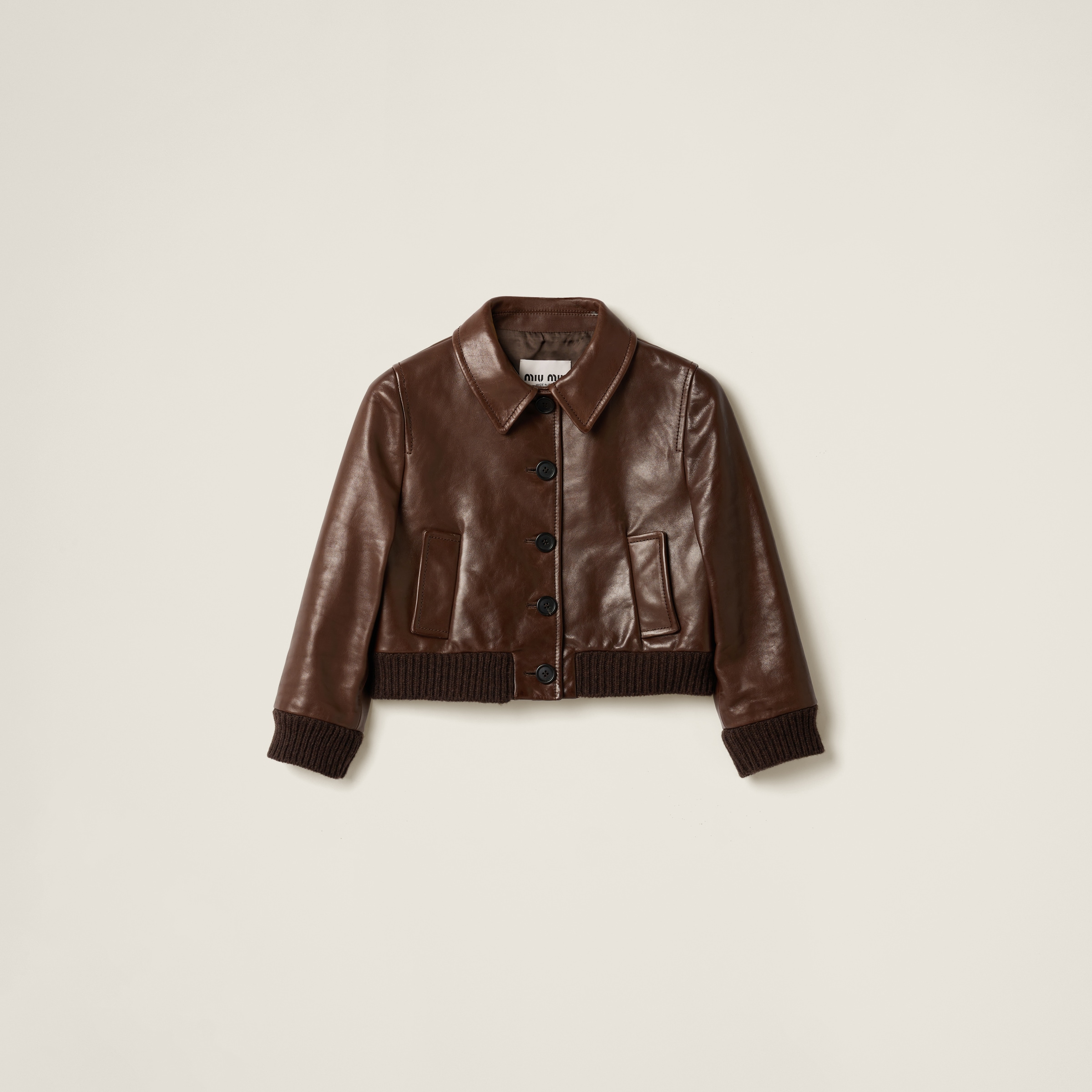 Cropped leather jacket