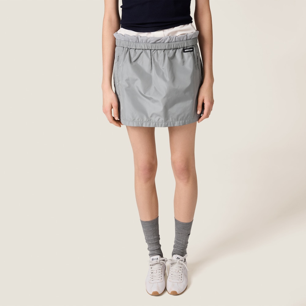 Technical silk miniskirt