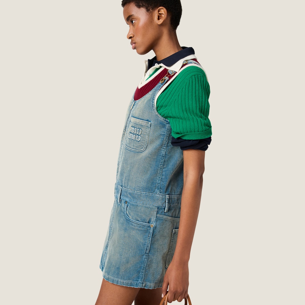 Washed corduroy mini-dress