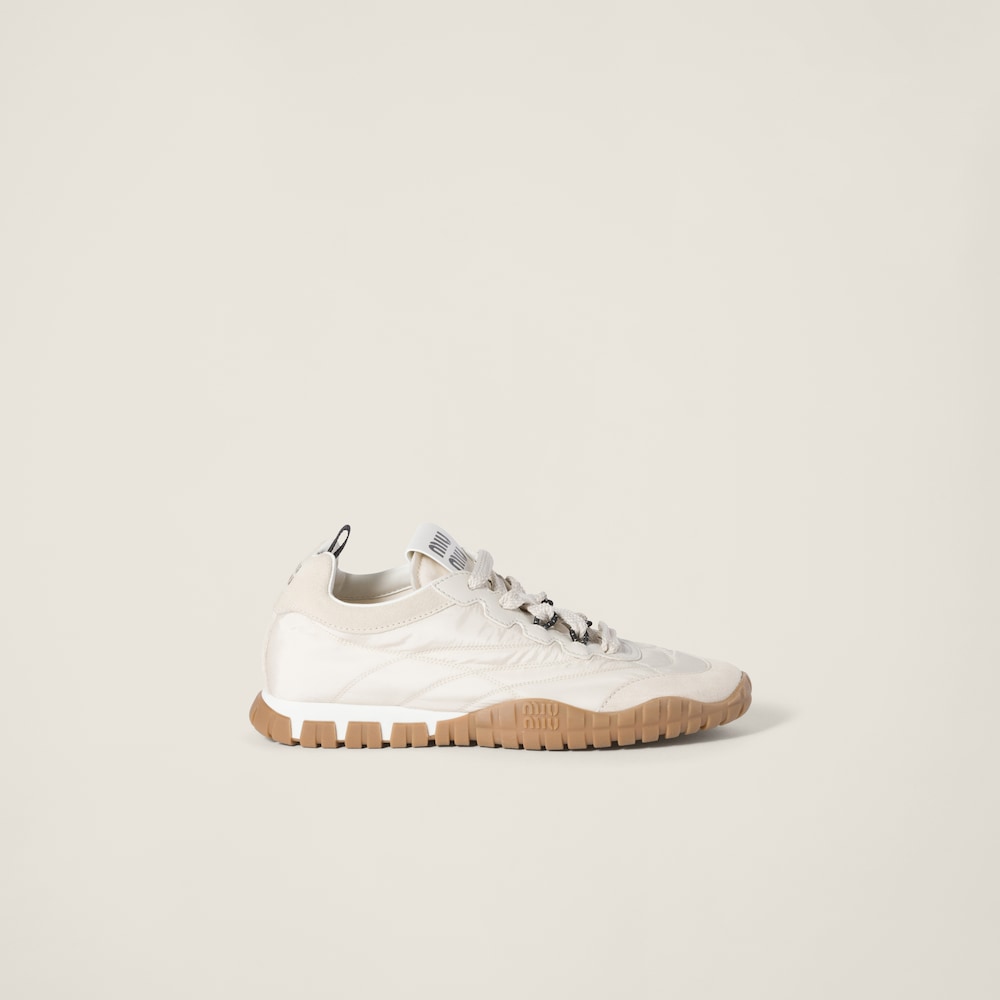 Tyre technical fabric and suede sneakers