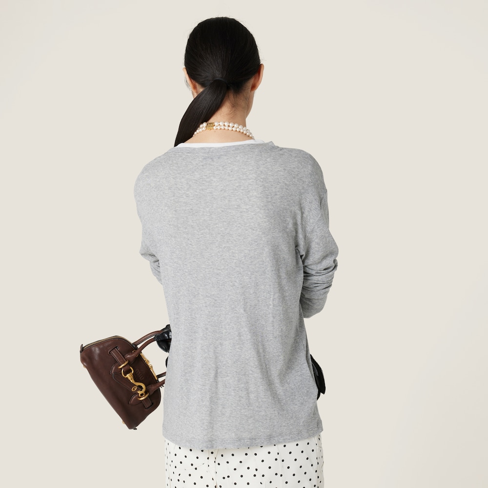 Long-sleeved ribbed jersey T-shirt