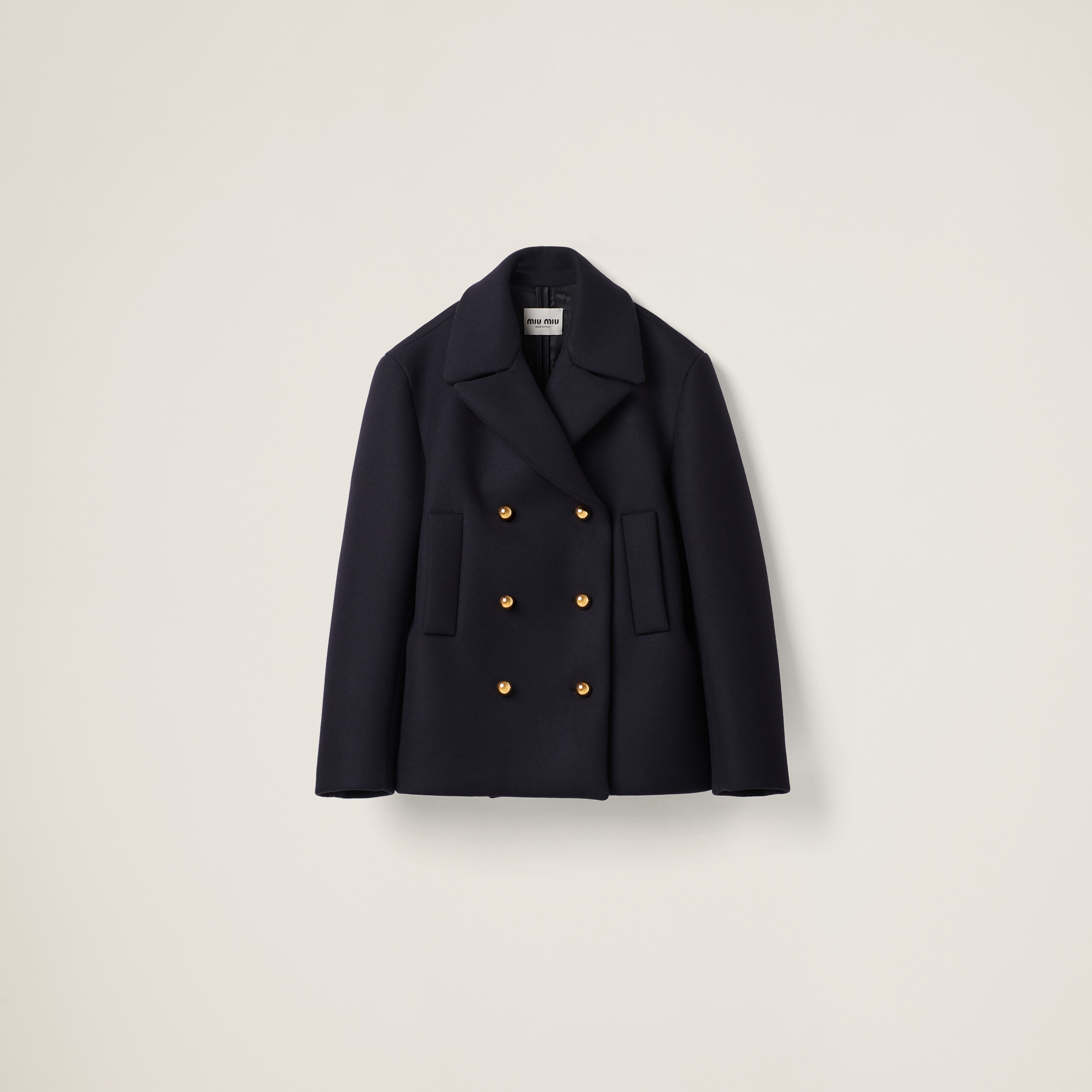 Double-breasted cloth peacoat jacket