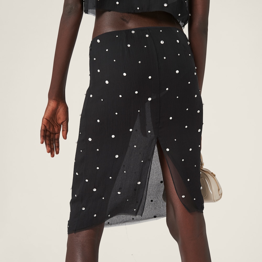 Embroidered chiffon skirt