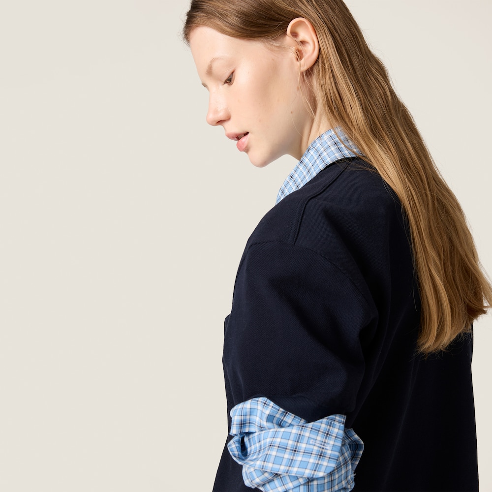 Piqué and poplin polo shirt