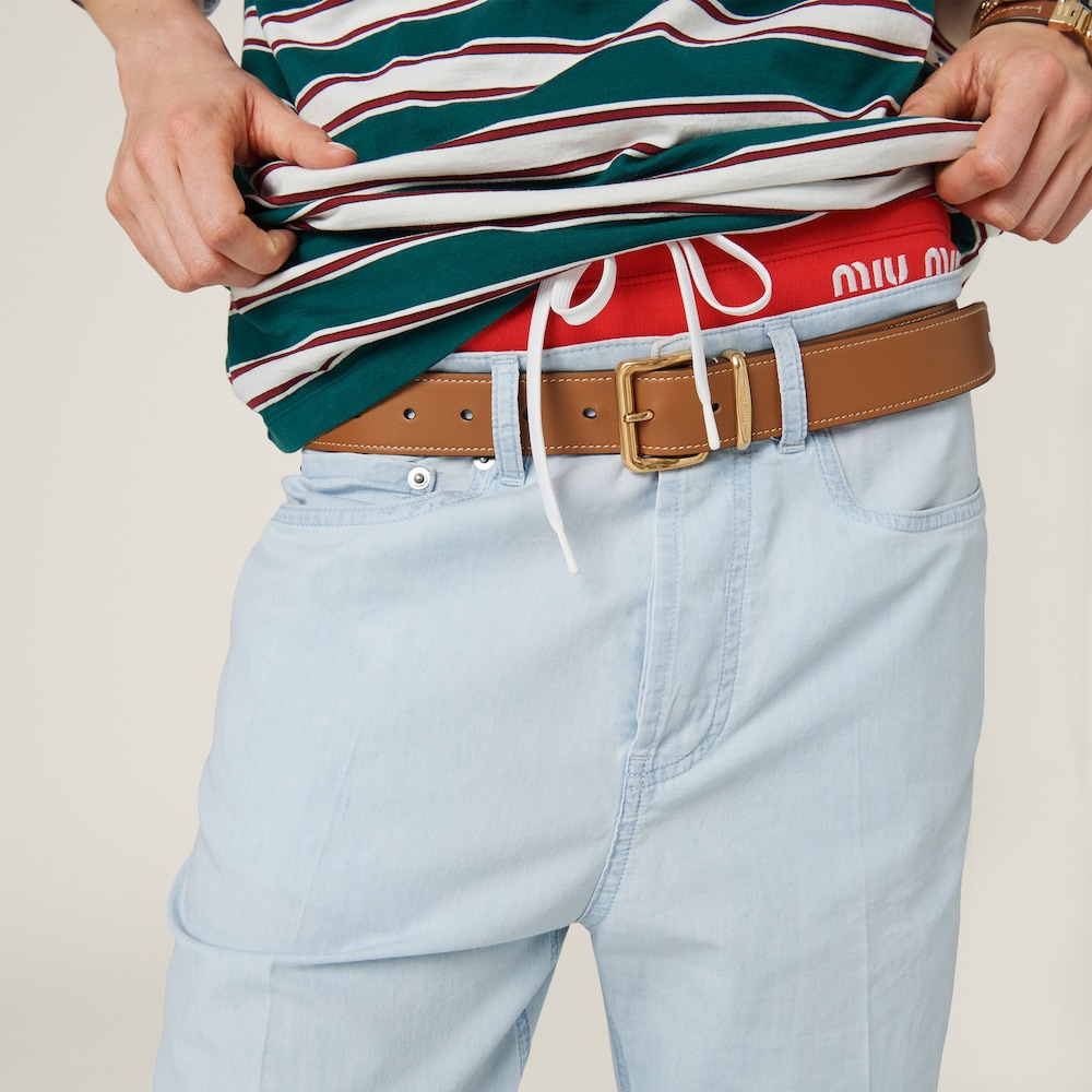 Five-pocket chambray denim jeans