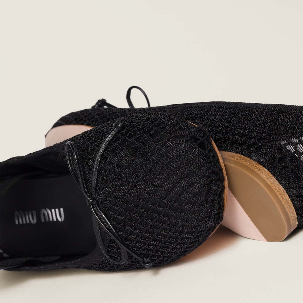 Mesh fabric ballerinas