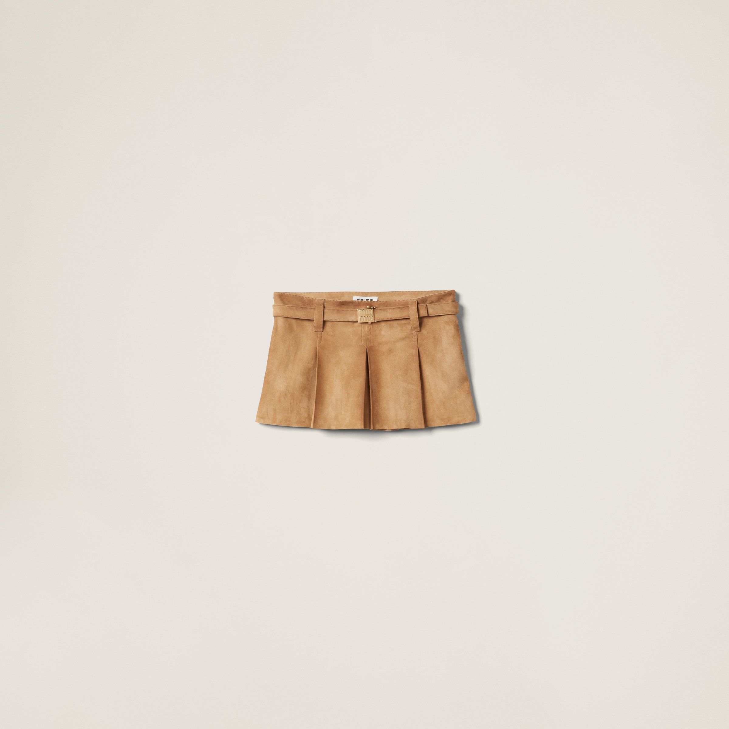Pleated suede skirt