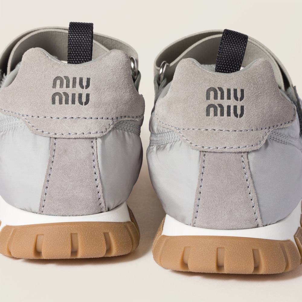 Tyre technical fabric and suede ballerinas