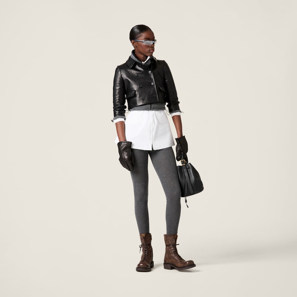 Poplin and jersey mini-dress