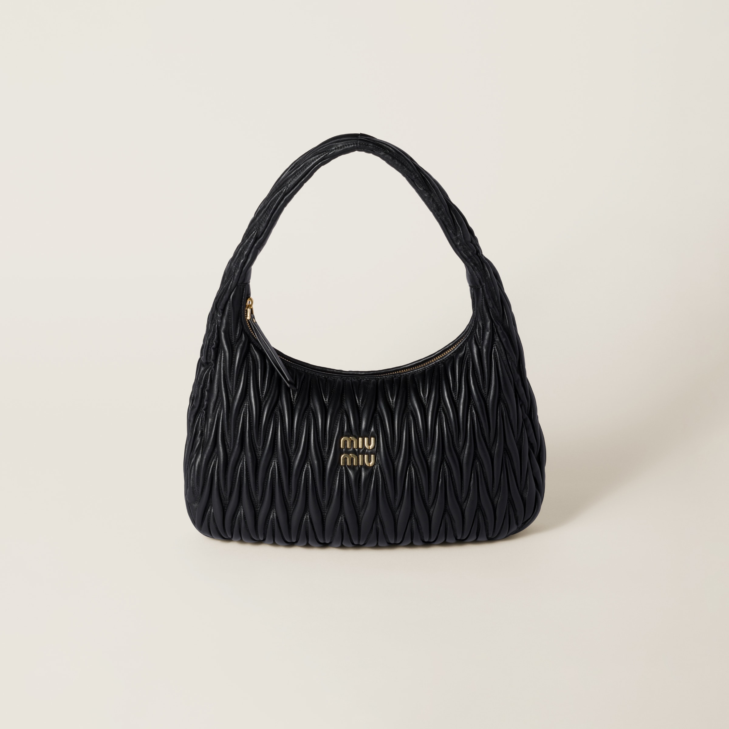 Wander matelassé nappa leather hobo bag