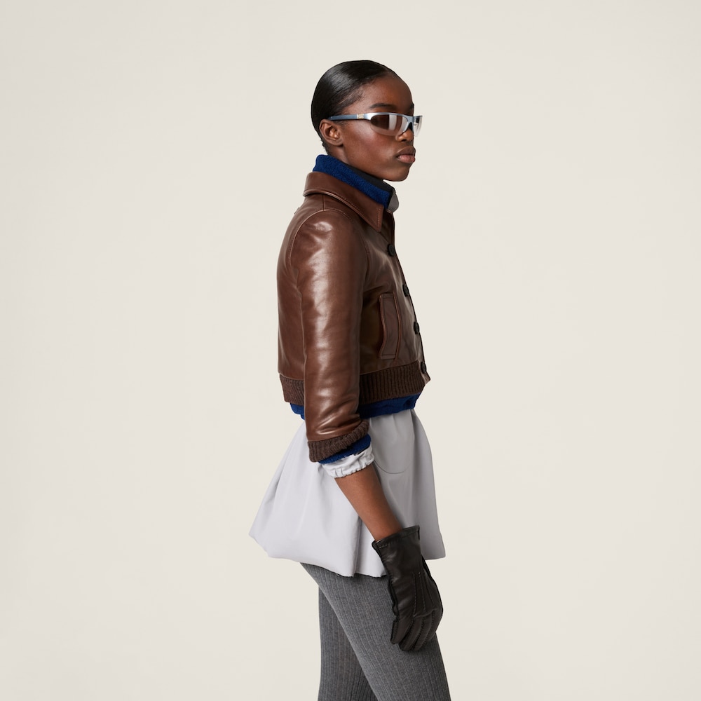 Cropped leather jacket