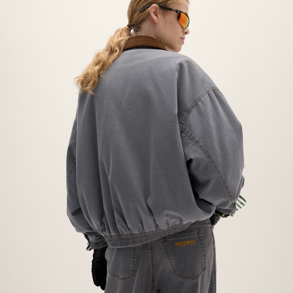 Chambray jacket with velvet collar