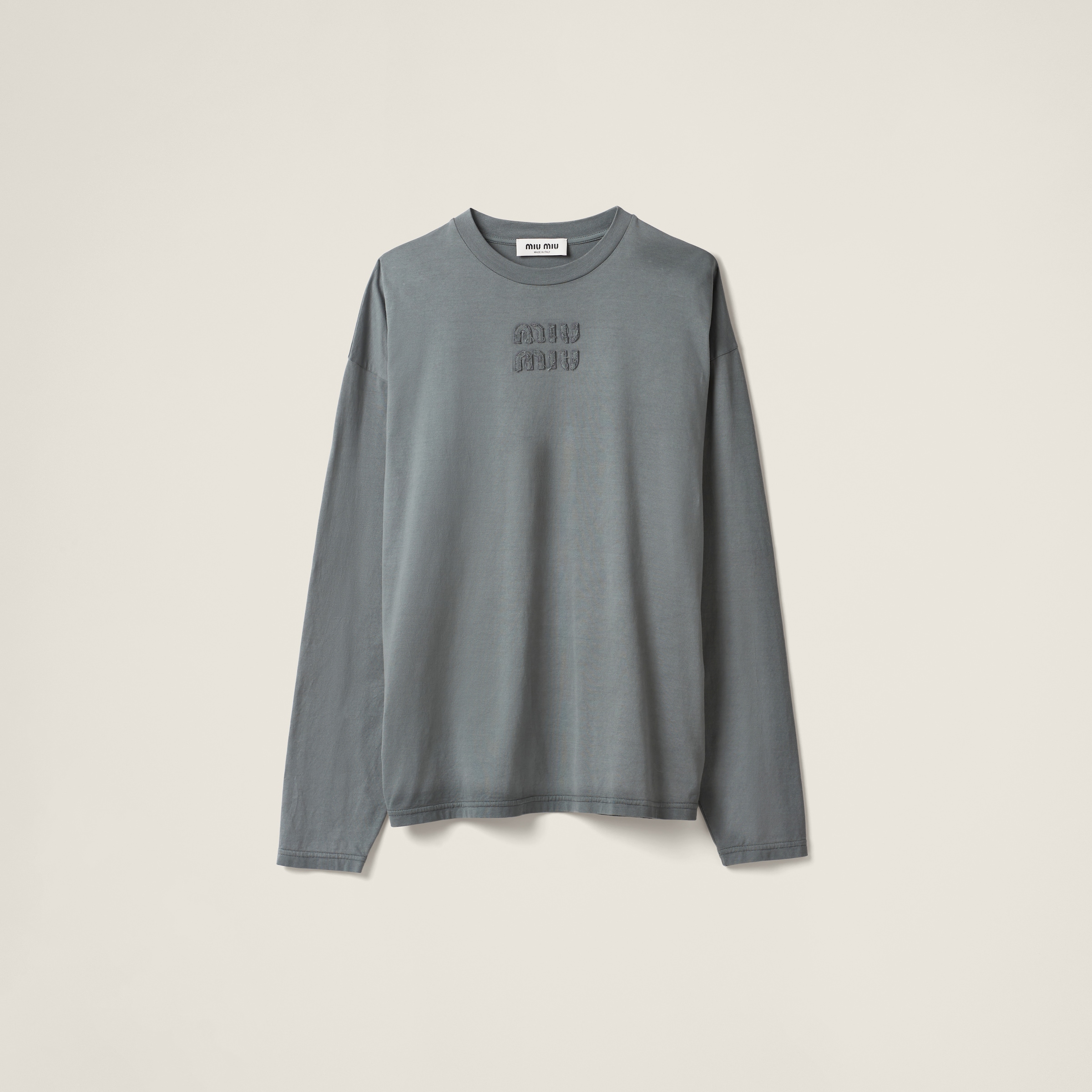 Garment-dyed long-sleeved jersey T-shirt