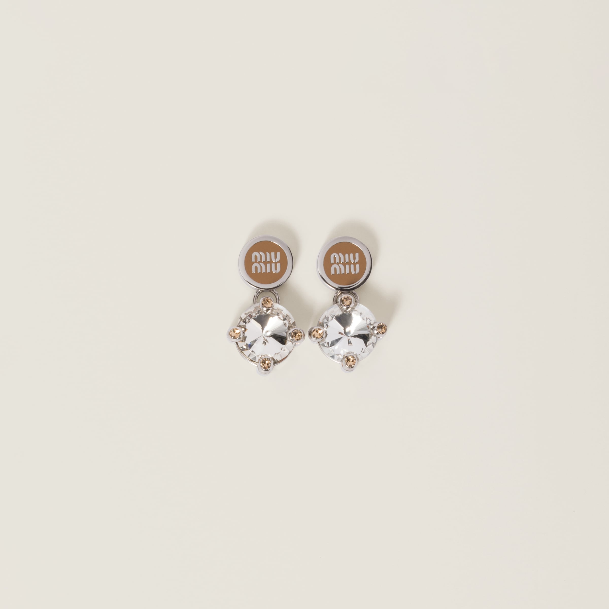 Metal earrings with crystals
