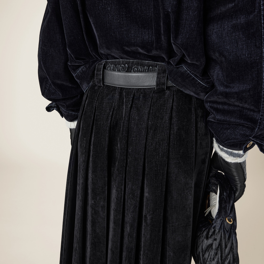 Flocked chambray skirt