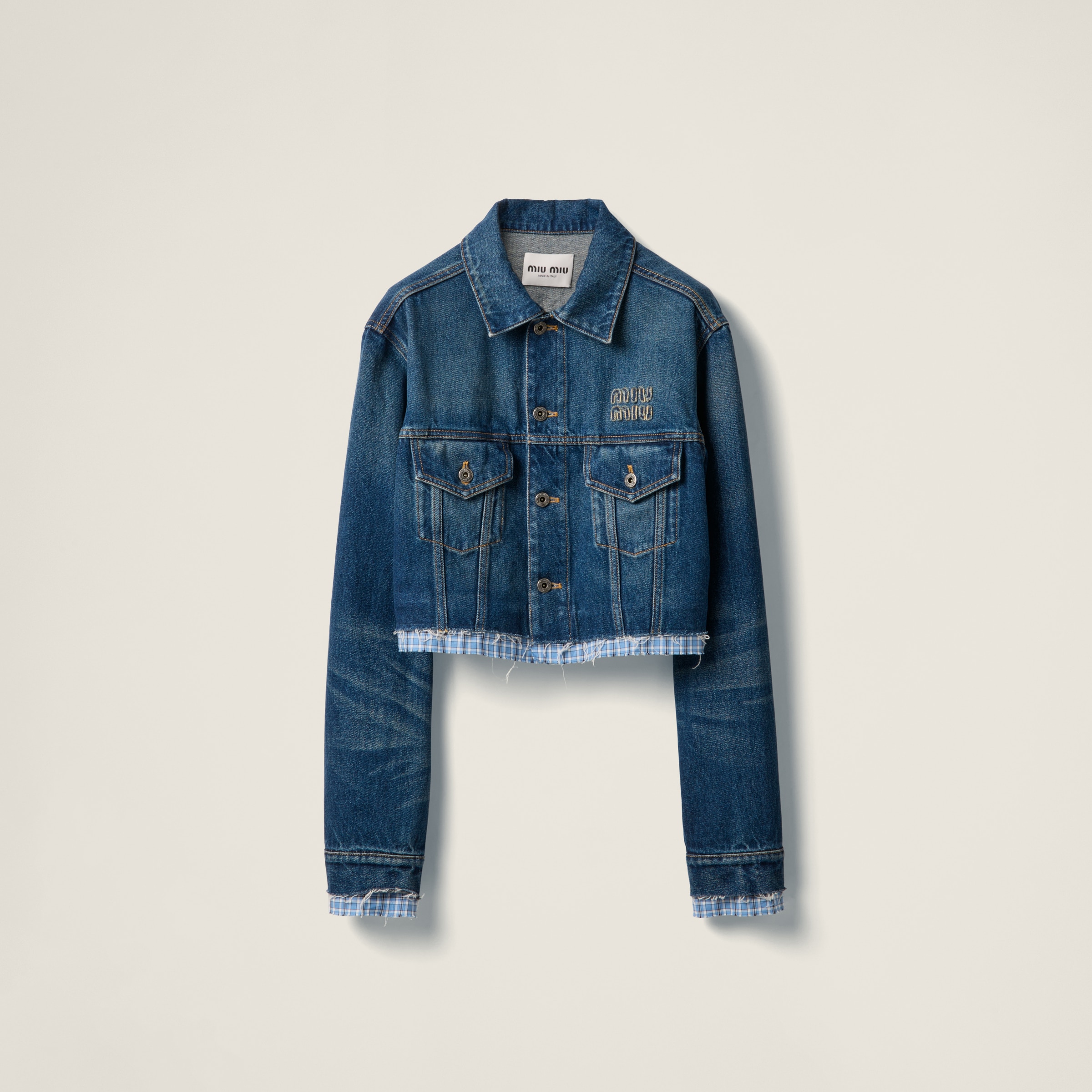 Washed denim blouson jacket