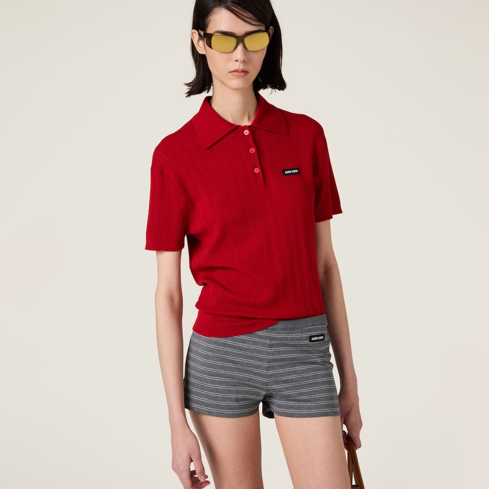 Cashmere and silk polo sweater
