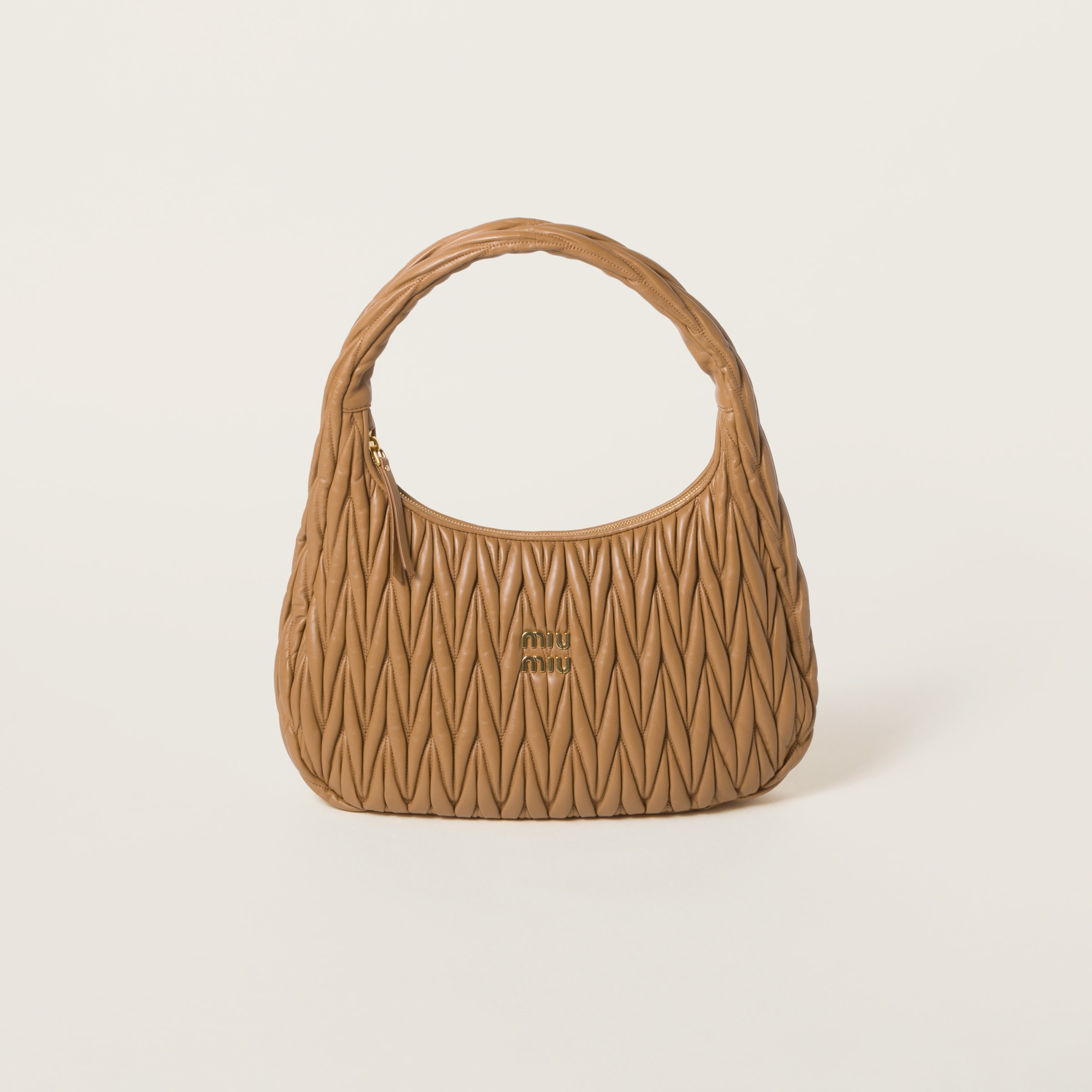Wander matelassé nappa leather hobo bag