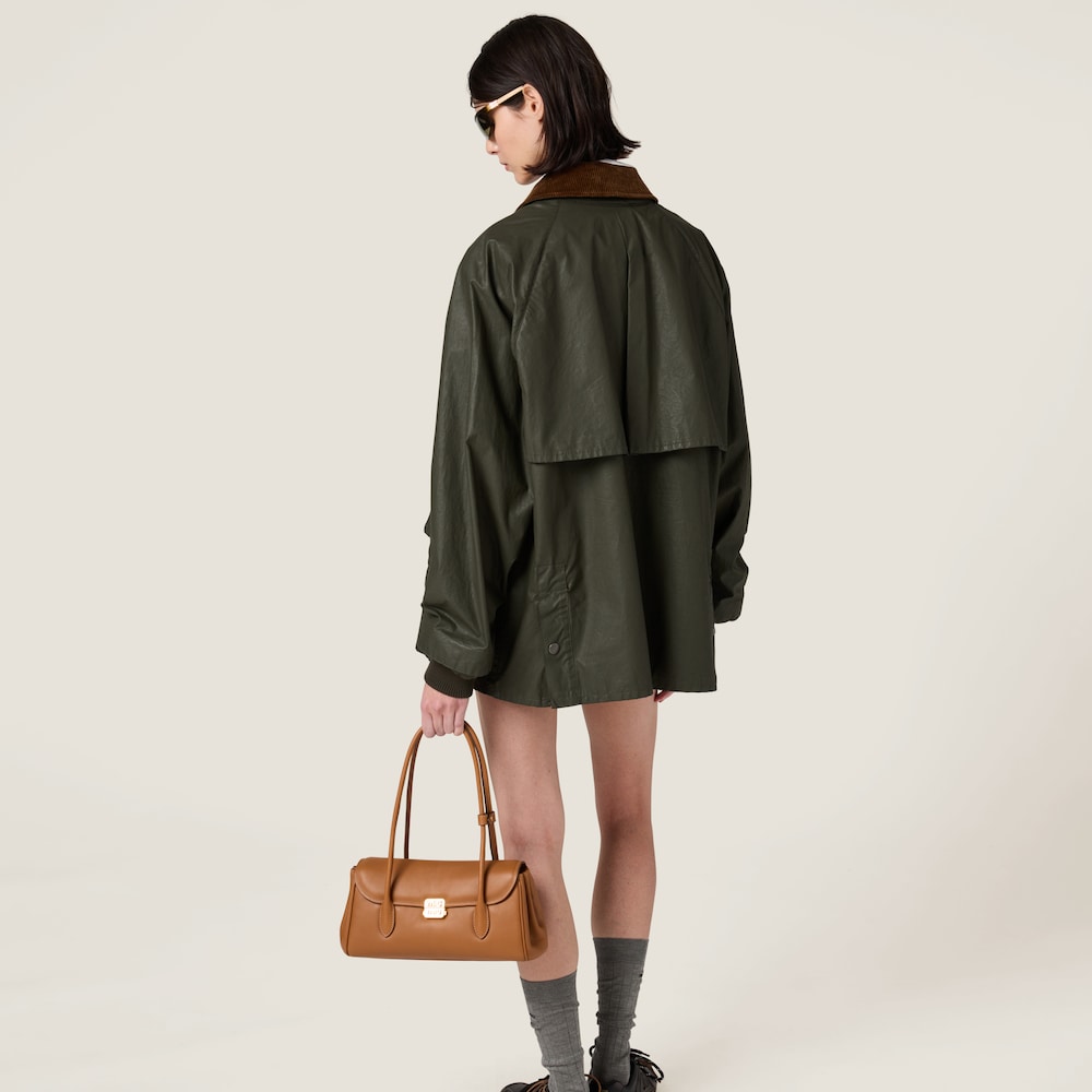 Resin-finish poplin caban jacket