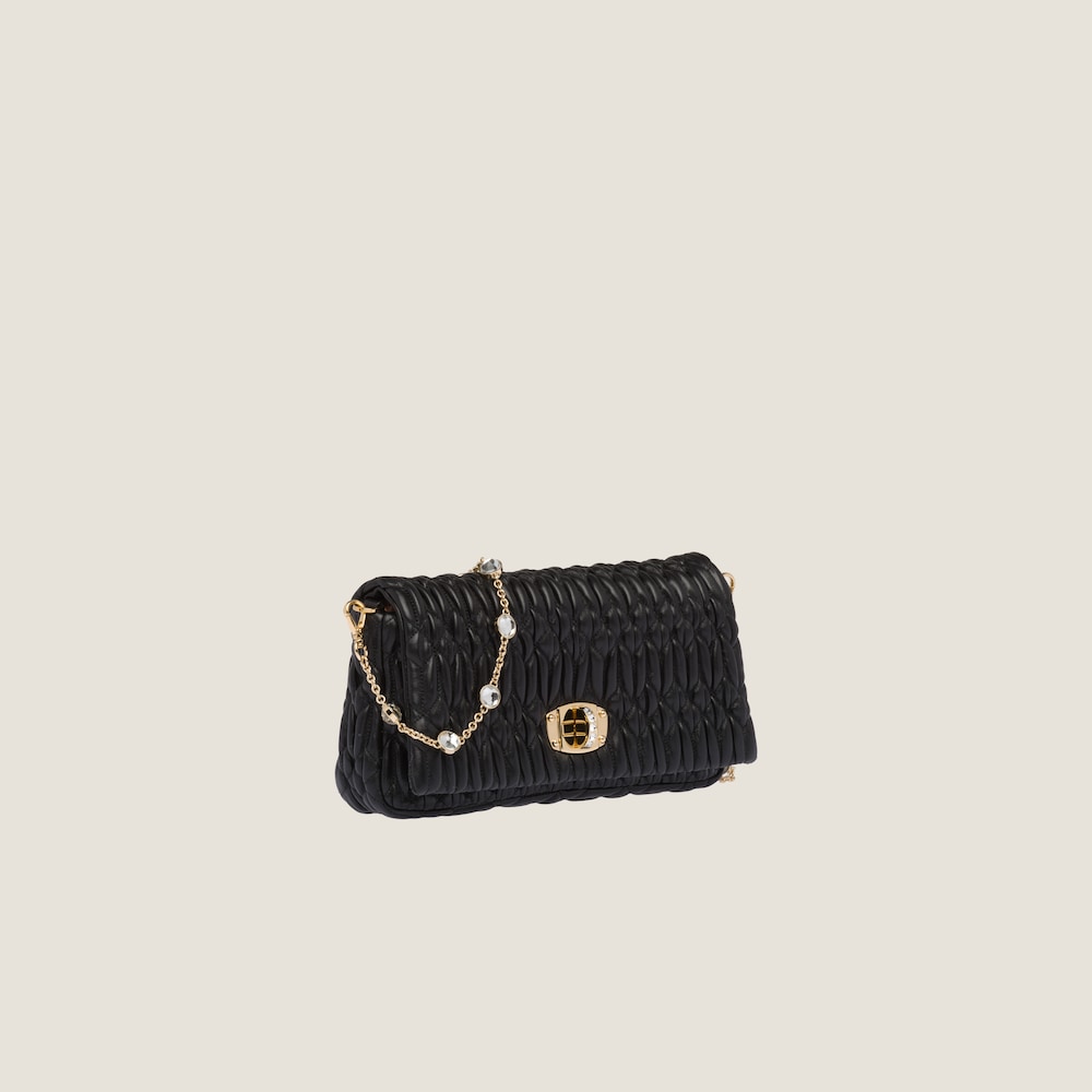 Miu Crystal Cloqué Nappa leather bag