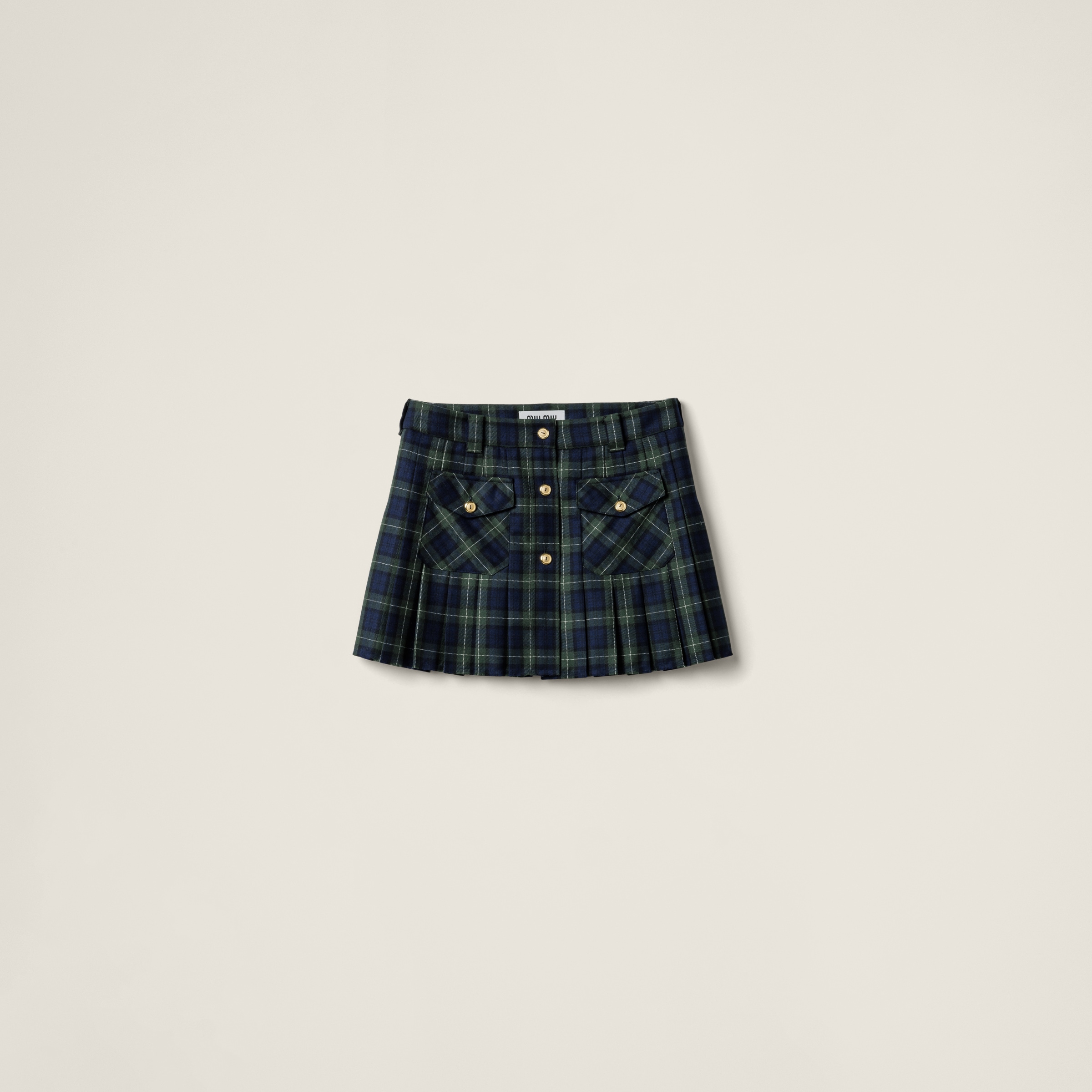 Pleated tartan miniskirt