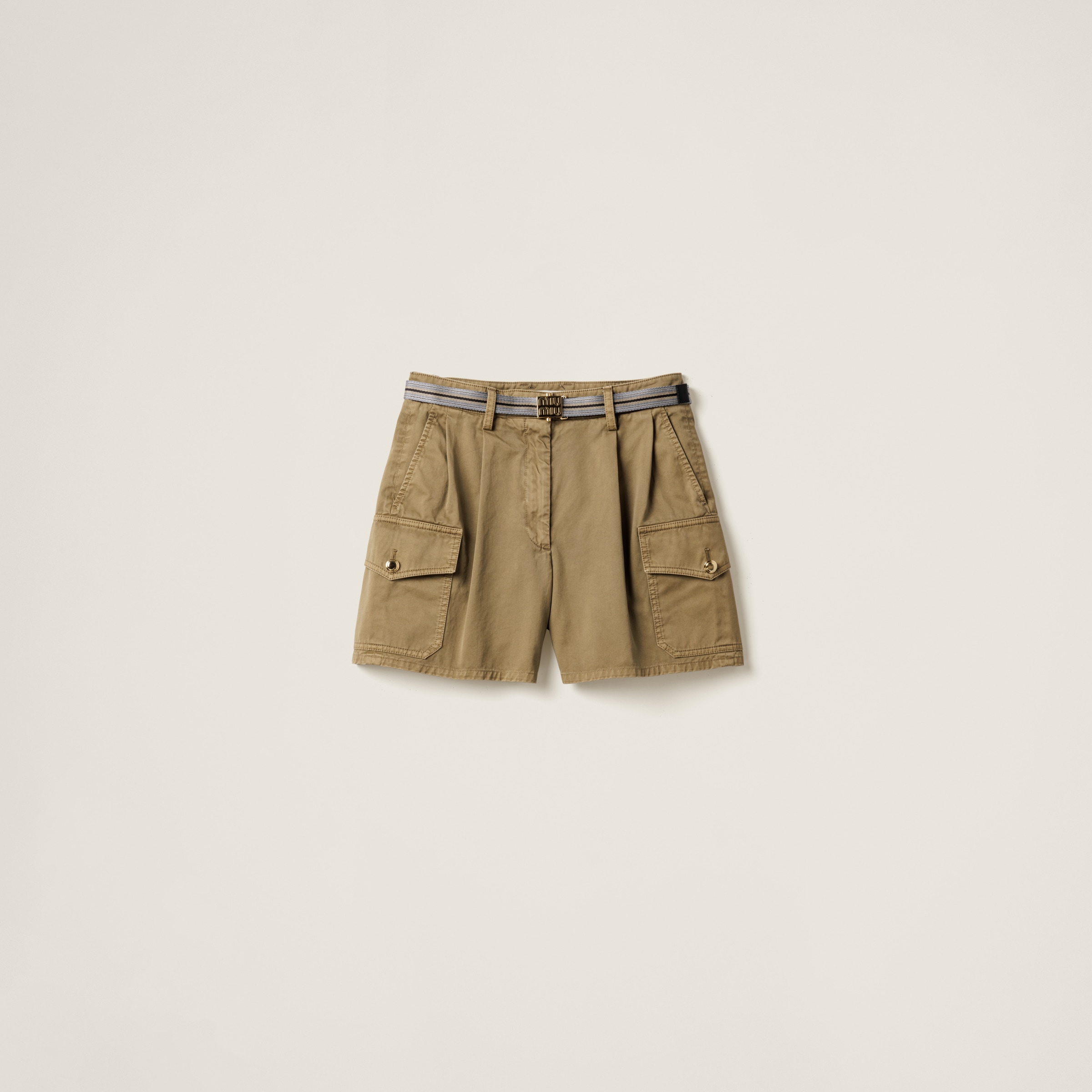 Garment-dyed cotton satin shorts