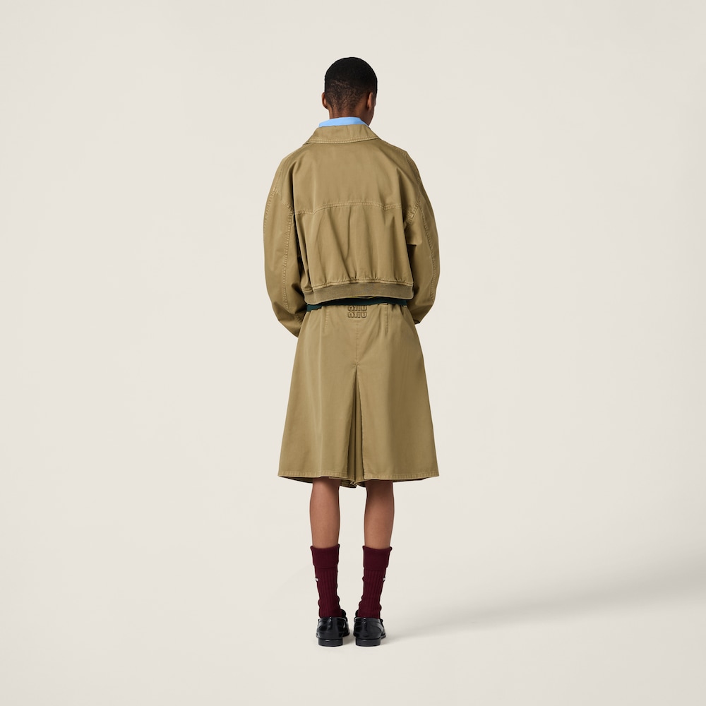 Garment-dyed cotton satin bomber jacket