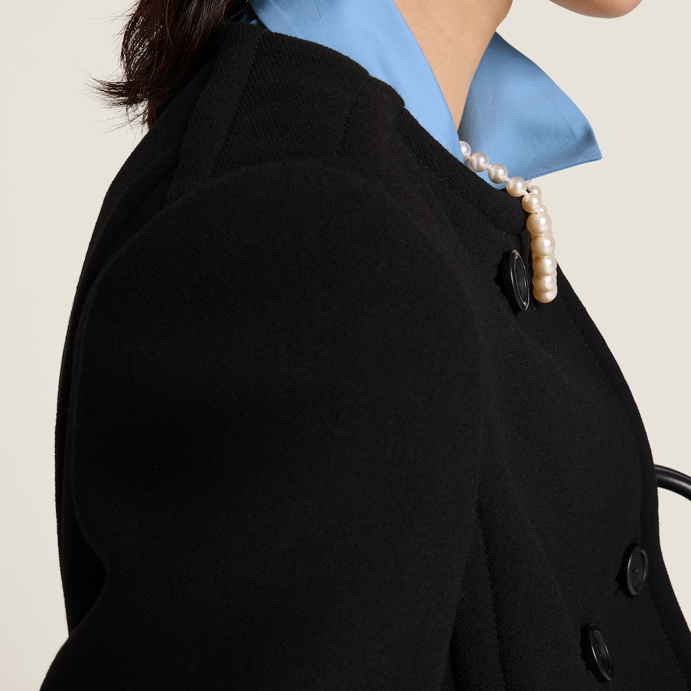 Natté toile double-breasted coat