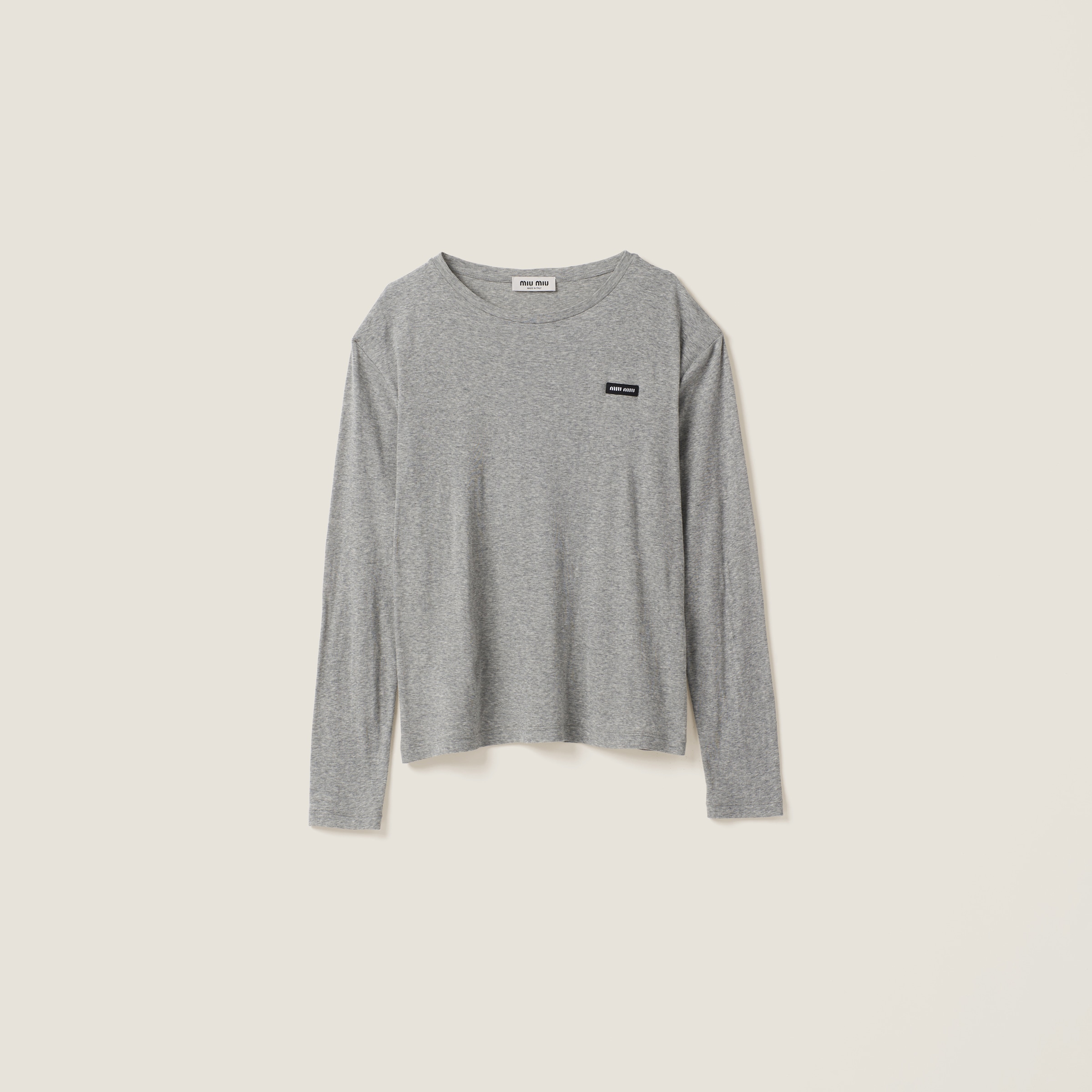 Long-sleeved ribbed jersey T-shirt