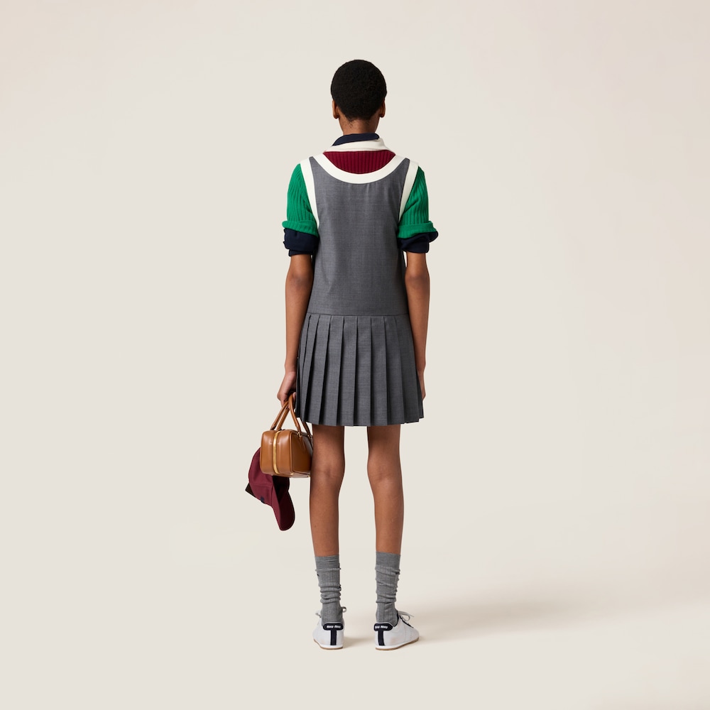 Pleated grisaille mini-dress