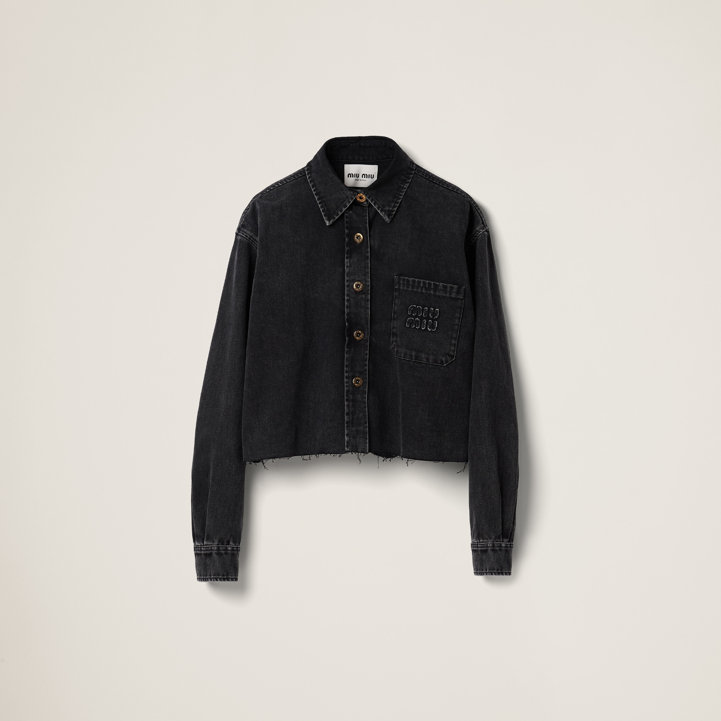 Black denim blouson jacket