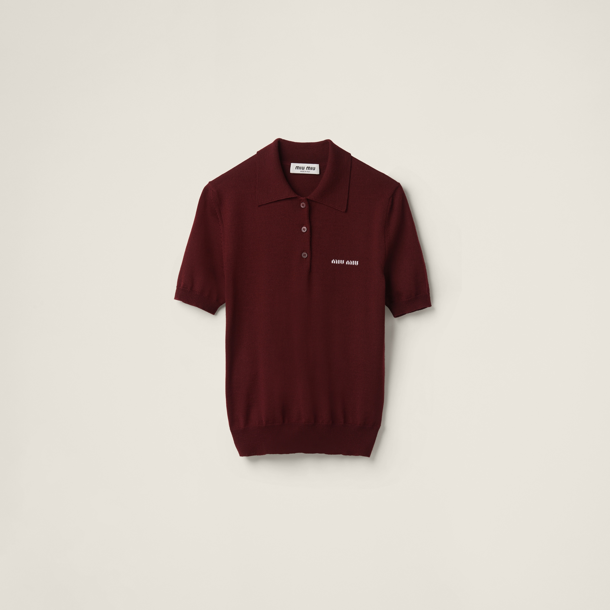 Wool knit polo shirt