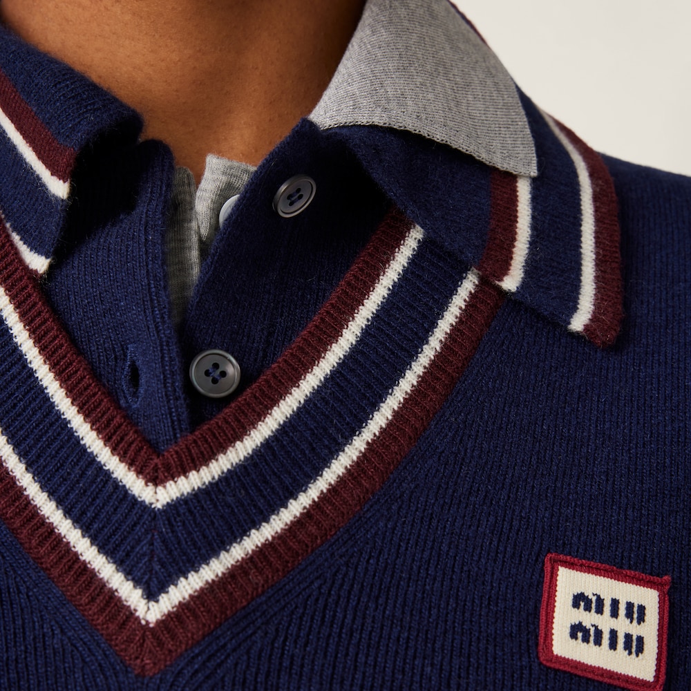Wool and cashmere polo sweater