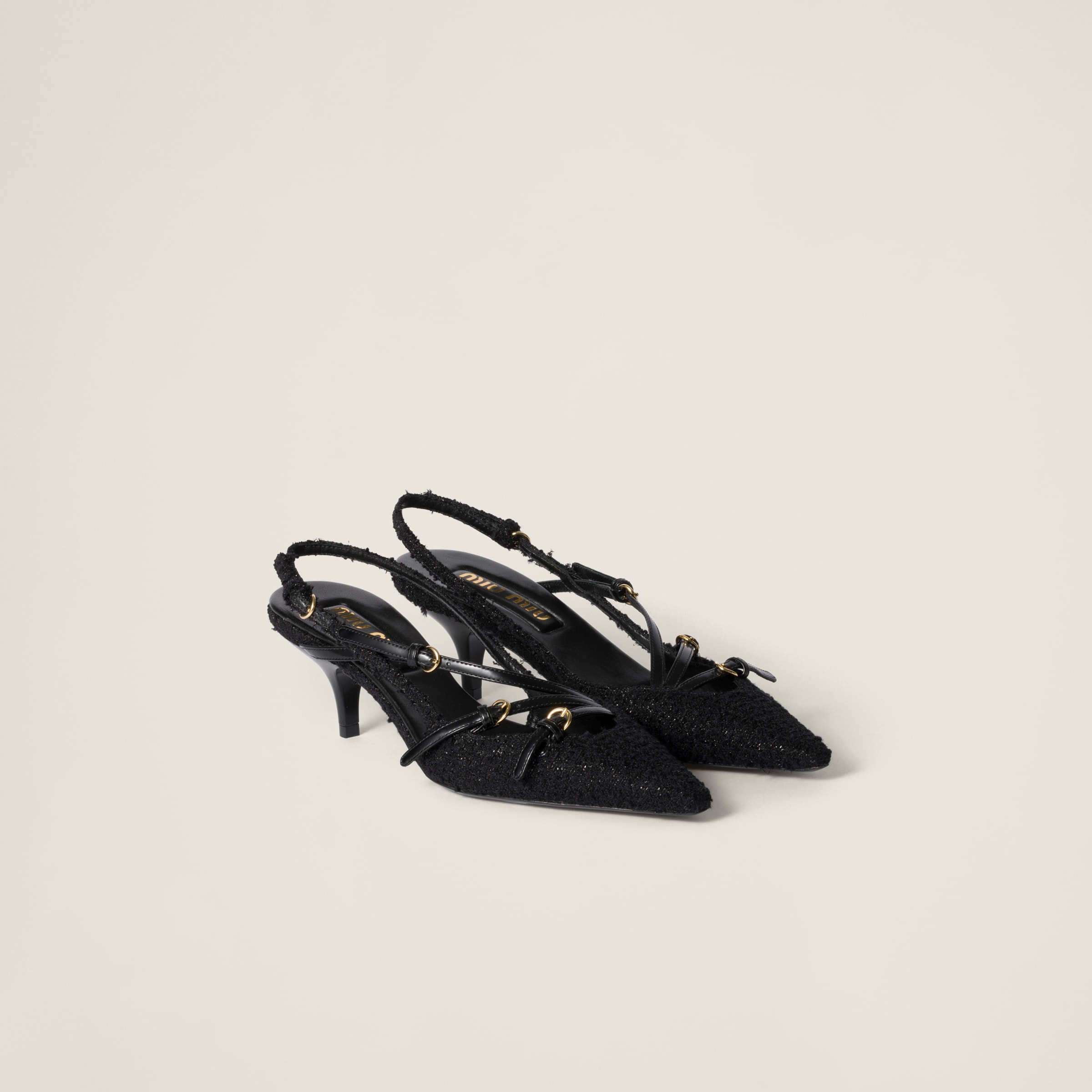 Fabric slingbacks with straps