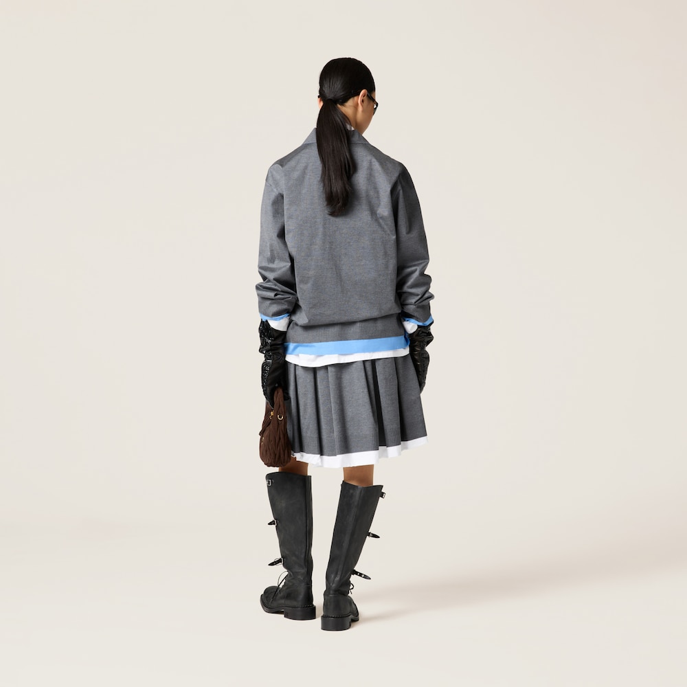 Knit and poplin skirt