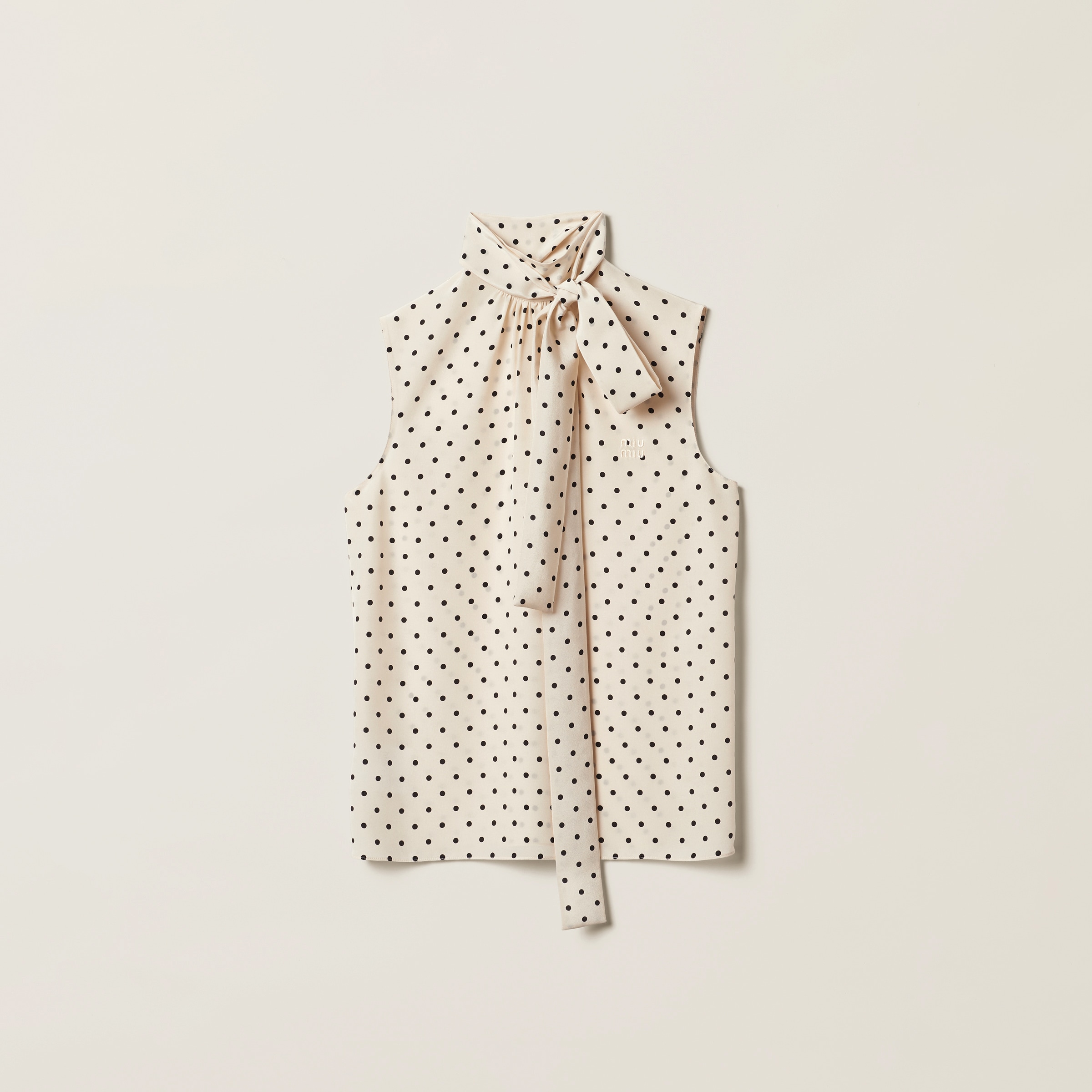 Polka-dot crepe de chine top