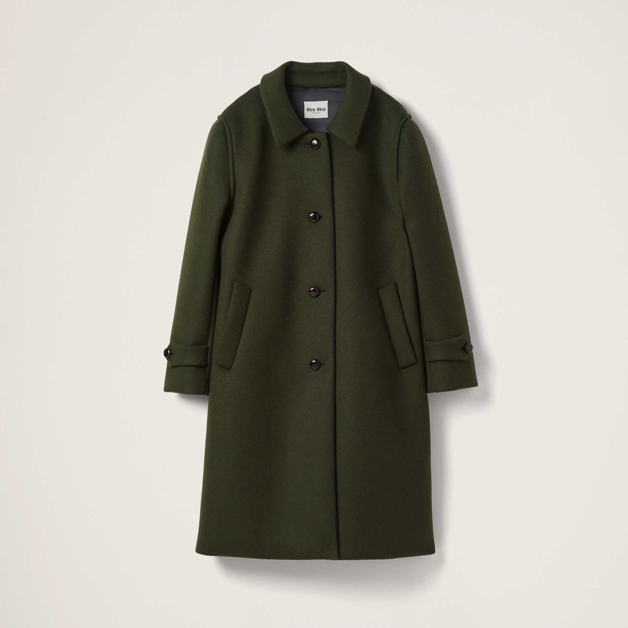 Single-breasted loden cloth coat
