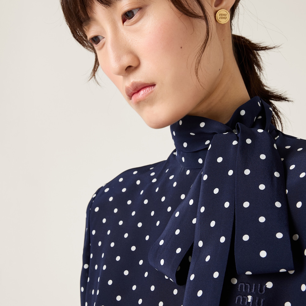 Printed crepe de chine dress