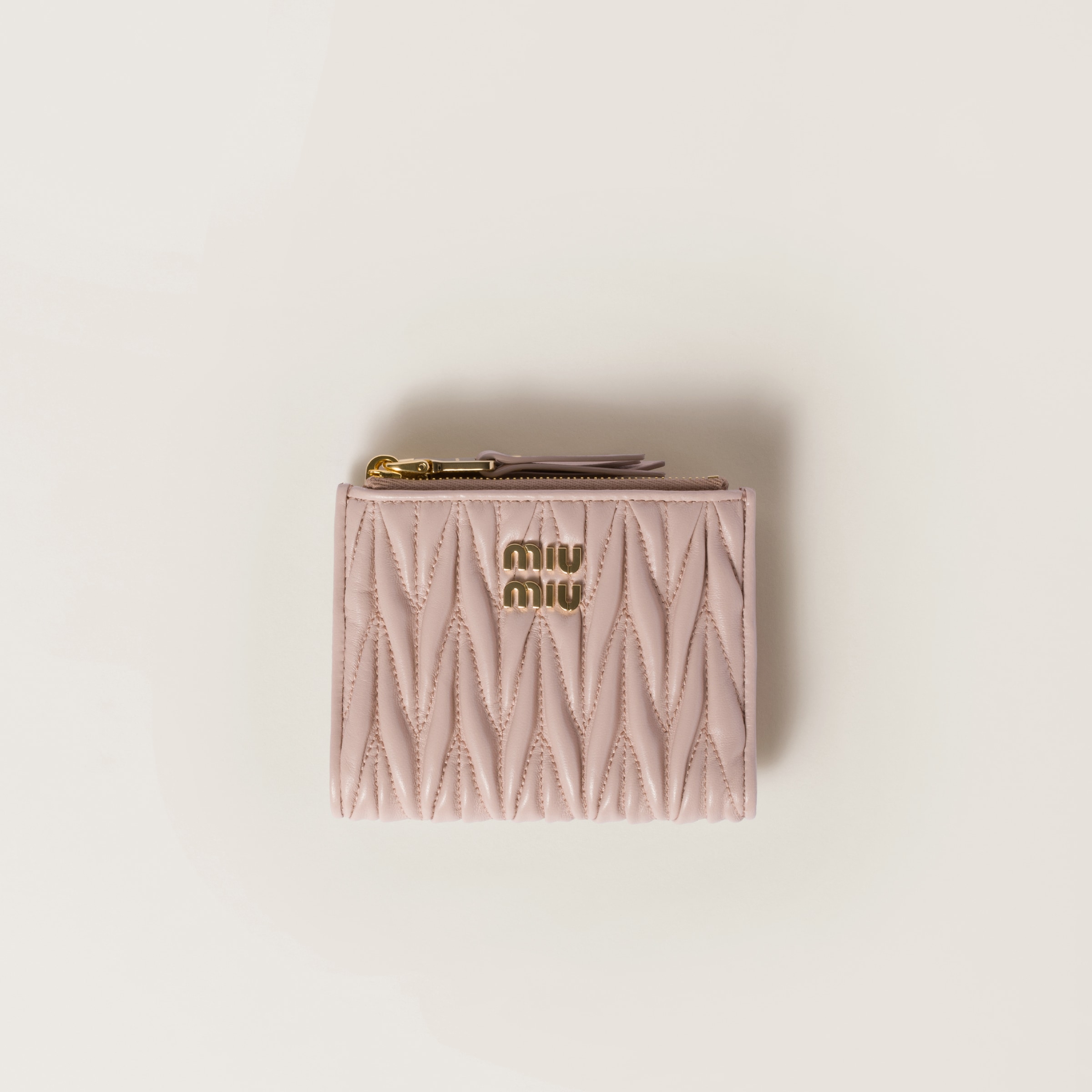 Matelassé nappa leather small wallet