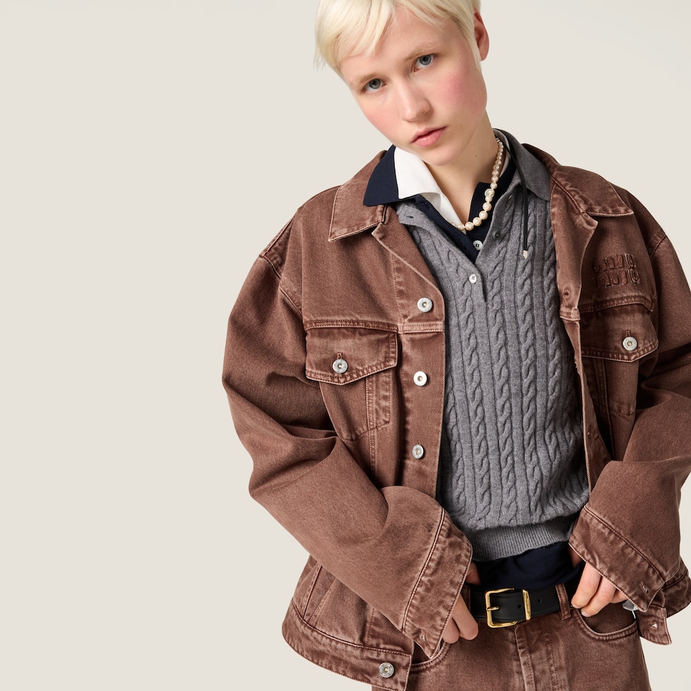Garment-dyed denim blouson