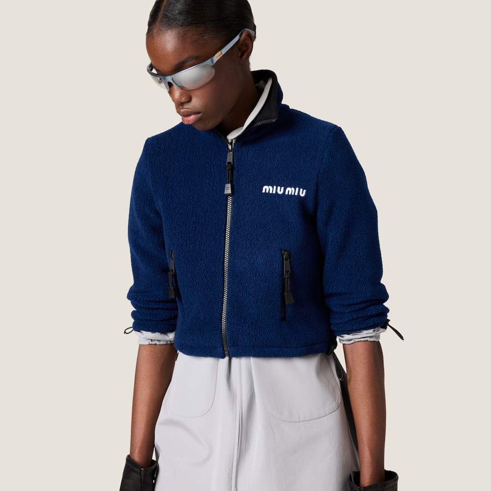 Cotton fleece cropped sweatshirt